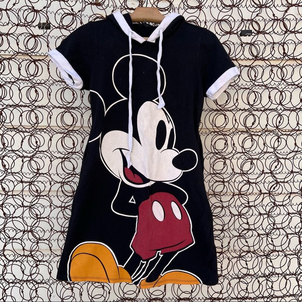 Vintage Disney Mickey Mouse Hoodie Sweatshirt Dress XS